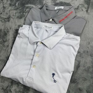 Lot of 2 Peter Millar Summer Comfort Polo Shirts Mens L Striped Golf Performance